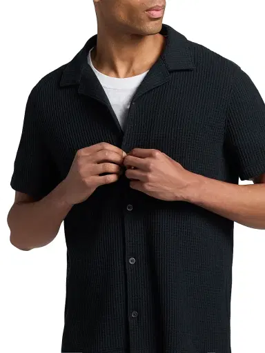Vince Men's Macro-Waffle Camp Shirt | Thumbnail 6 Vince Men's Macro-Waffle Camp Shirt | Thumbnail 6