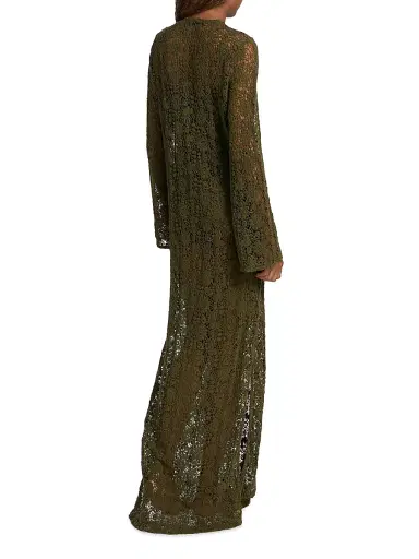 Nili Lotan Women's Della Lace Maxi Dress - Army Green | Thumbnail 4