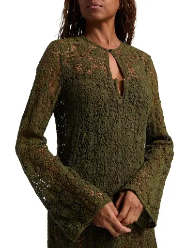 Nili Lotan Women's Della Lace Maxi Dress - Army Green | Thumbnail 5