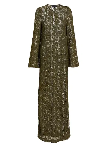 Nili Lotan Women's Della Lace Maxi Dress - Army Green | Thumbnail 1