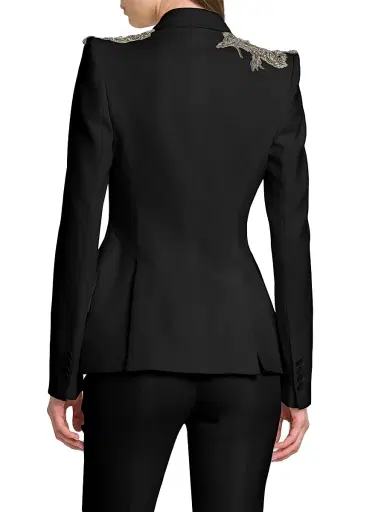 Alexander McQueen Women's Shoulder-Embellished Peak Lapel Jacket - Black - Size 10 | Thumbnail 5 Alexander McQueen Women's Shoulder-Embellished Peak Lapel Jacket - Black - Size 10 | Thumbnail 5