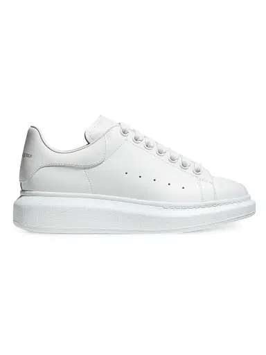 Alexander McQueen Women's Oversized Embossed Logo Leather Sneakers - White - Size 11.5 | Thumbnail 1 Alexander McQueen Women's Oversized Embossed Logo Leather Sneakers - White - Size 11.5 | Thumbnail 1