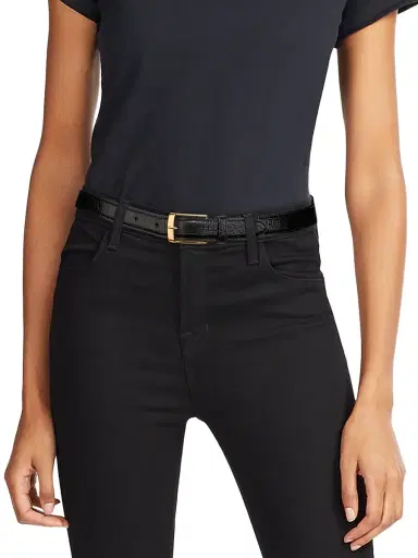 Nili Lotan Women's Dana Croc-Embossed Leather Belt | Thumbnail 2