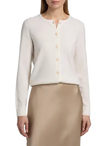 Vince Women's Scallop Trim Wool-Cashmere Cardigan - Off White - Size XXS | Thumbnail 3 Vince Women's Scallop Trim Wool-Cashmere Cardigan - Off White - Size XXS | Thumbnail 3
