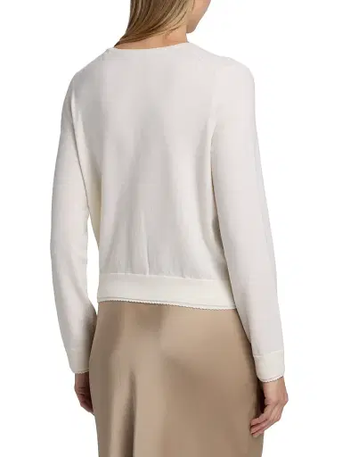 Vince Women's Scallop Trim Wool-Cashmere Cardigan - Off White - Size XXS | Thumbnail 5 Vince Women's Scallop Trim Wool-Cashmere Cardigan - Off White - Size XXS | Thumbnail 5