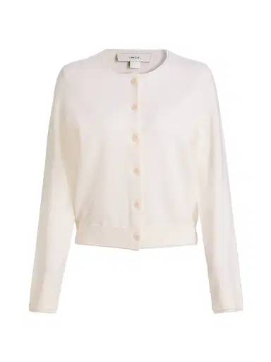 Vince Women's Scallop Trim Wool-Cashmere Cardigan - Off White - Size XXS | Thumbnail 1 Vince Women's Scallop Trim Wool-Cashmere Cardigan - Off White - Size XXS | Thumbnail 1