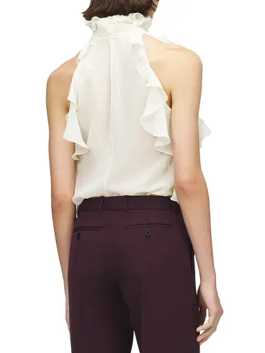 Alexander McQueen Women's Ruffled Sleeveless Silk Top - Gesso - Size 10 | Thumbnail 5 Alexander McQueen Women's Ruffled Sleeveless Silk Top - Gesso - Size 10 | Thumbnail 5