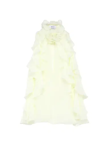 Alexander McQueen Women's Ruffled Sleeveless Silk Top - Gesso - Size 10 | Thumbnail 1 Alexander McQueen Women's Ruffled Sleeveless Silk Top - Gesso - Size 10 | Thumbnail 1