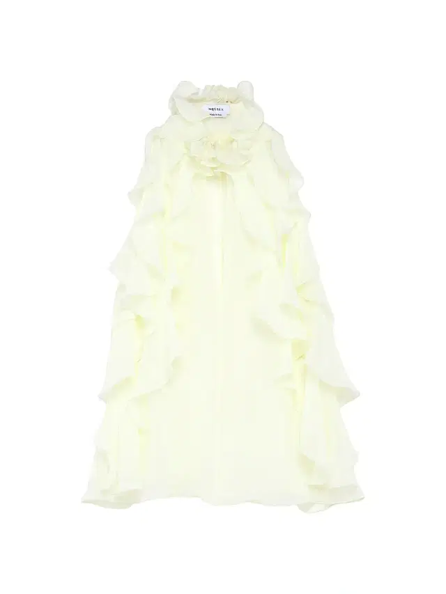 Women's Ruffled Sleeveless Silk Top - Gesso