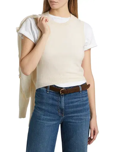 Nili Lotan Women's May Cashmere Sweater Vest - Ivory - Size XL | Thumbnail 3