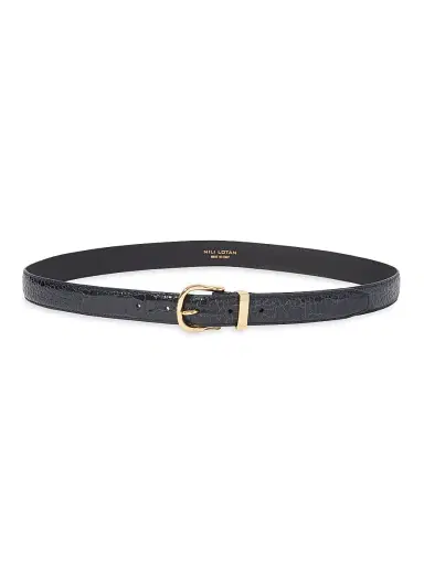 Nili Lotan Women's Louise Slim Leather Belt - Black - Size Medium | Thumbnail 1