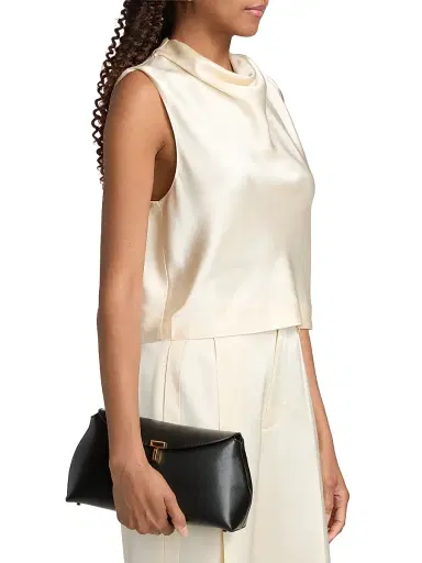 Vince Women's Satin Cowlneck Crop Top - Flax - Size XL | Thumbnail 4 Vince Women's Satin Cowlneck Crop Top - Flax - Size XL | Thumbnail 4