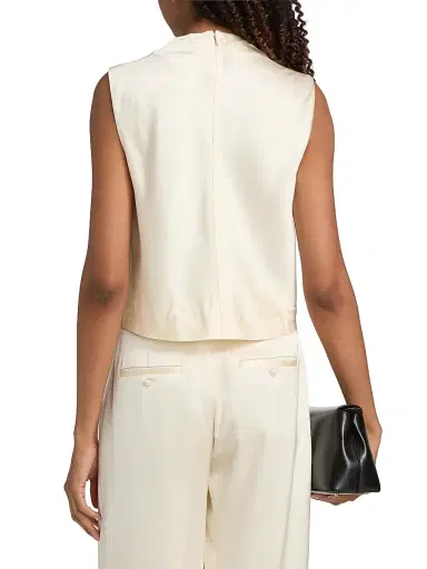 Vince Women's Satin Cowlneck Crop Top - Flax - Size XL | Thumbnail 5 Vince Women's Satin Cowlneck Crop Top - Flax - Size XL | Thumbnail 5