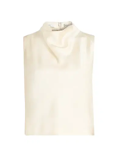 Vince Women's Satin Cowlneck Crop Top - Flax - Size XL | Thumbnail 1 Vince Women's Satin Cowlneck Crop Top - Flax - Size XL | Thumbnail 1