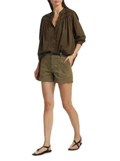 Nili Lotan Women's Utility Cotton Cargo Shorts - Military Green - Size 12 | Thumbnail 2 Nili Lotan Women's Utility Cotton Cargo Shorts - Military Green - Size 12 | Thumbnail 2