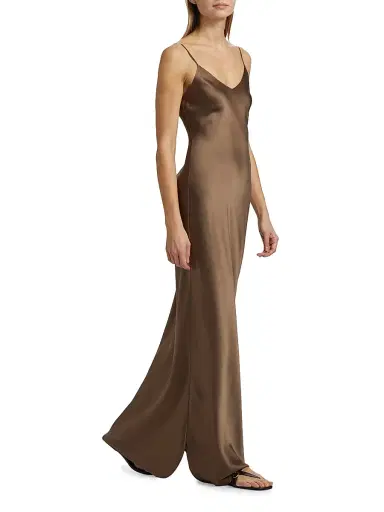 Nili Lotan Women's Cami Silk Charmeuse Gown - Taupe - Size XL | Thumbnail 2 Nili Lotan Women's Cami Silk Charmeuse Gown - Taupe - Size XL | Thumbnail 2