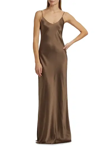 Nili Lotan Women's Cami Silk Charmeuse Gown - Taupe - Size XL | Thumbnail 3 Nili Lotan Women's Cami Silk Charmeuse Gown - Taupe - Size XL | Thumbnail 3