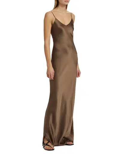Nili Lotan Women's Cami Silk Charmeuse Gown - Taupe - Size XL | Thumbnail 4 Nili Lotan Women's Cami Silk Charmeuse Gown - Taupe - Size XL | Thumbnail 4