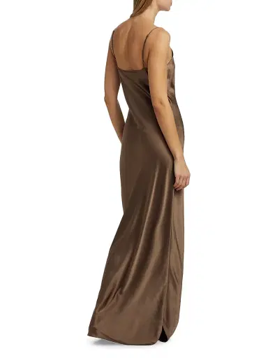 Nili Lotan Women's Cami Silk Charmeuse Gown - Taupe - Size XL | Thumbnail 5 Nili Lotan Women's Cami Silk Charmeuse Gown - Taupe - Size XL | Thumbnail 5
