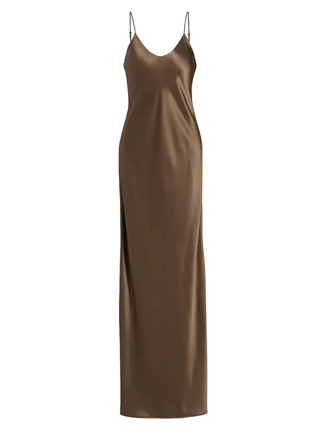 Women's Cami Silk Charmeuse Gown - Taupe