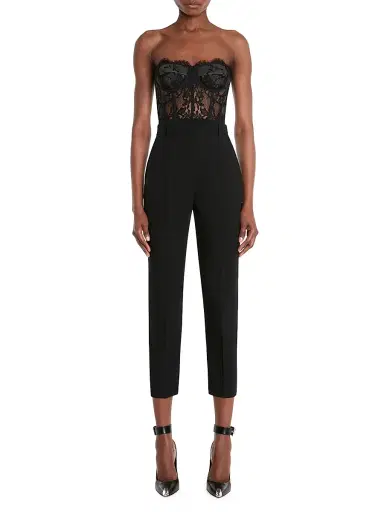 Alexander McQueen Women's Strapless Lace Crop Bustier - Black - Size 14 | Thumbnail 2