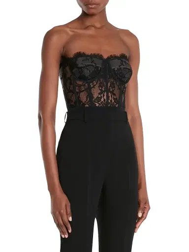 Alexander McQueen Women's Strapless Lace Crop Bustier - Black - Size 14 | Thumbnail 4