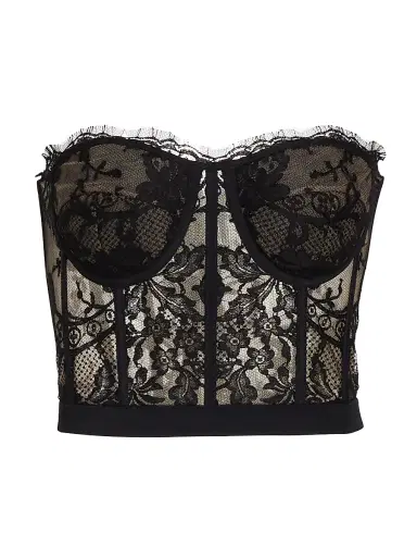 Alexander McQueen Women's Strapless Lace Crop Bustier - Black - Size 14 | Thumbnail 1