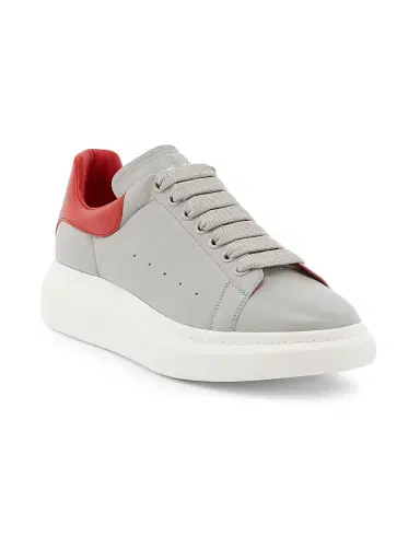 Alexander McQueen Men's Oversized Colorblocked Leather Low-Top Sneakers - Grey Flame - Size 12 | Thumbnail 2
