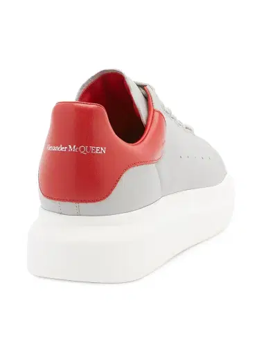 Alexander McQueen Men's Oversized Colorblocked Leather Low-Top Sneakers - Grey Flame - Size 12 | Thumbnail 3
