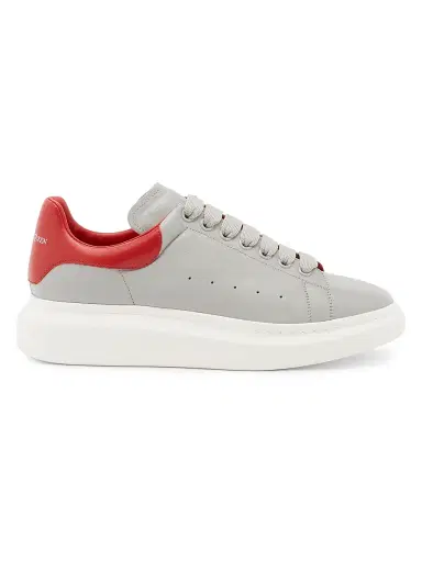 Alexander McQueen Men's Oversized Colorblocked Leather Low-Top Sneakers - Grey Flame - Size 12 | Thumbnail 1