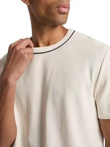Vince Men's Tipped Crewneck Pima Cotton T-Shirt - Blanco - Size XXL | Thumbnail 5