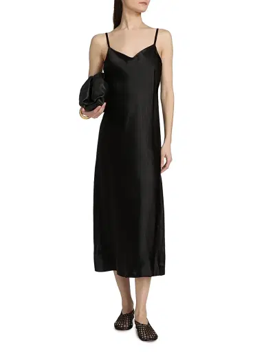 Vince Women's Satin V-Neck Slip Midi-Dress | Thumbnail 3