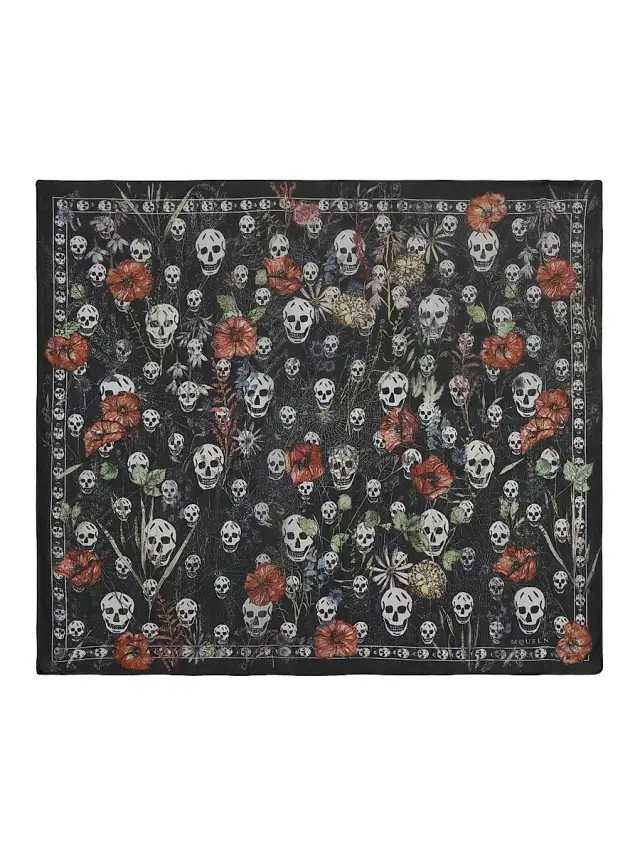 McQueen Women's Skull Silk Chiffon Scarf - Black