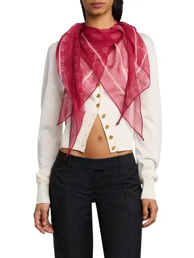 McQueen Women's Skull Star Silk Scarf - Raspberry | Thumbnail 2