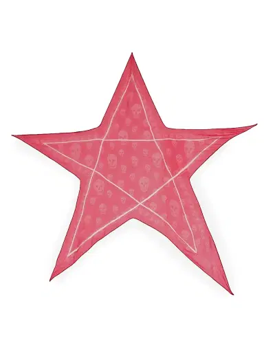 McQueen Women's Skull Star Silk Scarf - Raspberry | Thumbnail 1