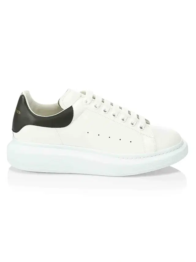 McQueen Men's Oversized Leather Platform Sneakers - White Black