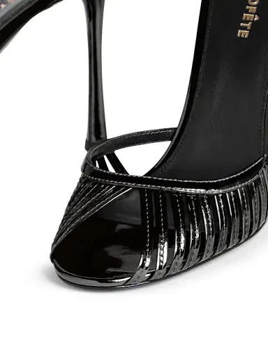 Retrofête Women's Allistair 105MM Patent Leather Sandals - Black | Thumbnail 5