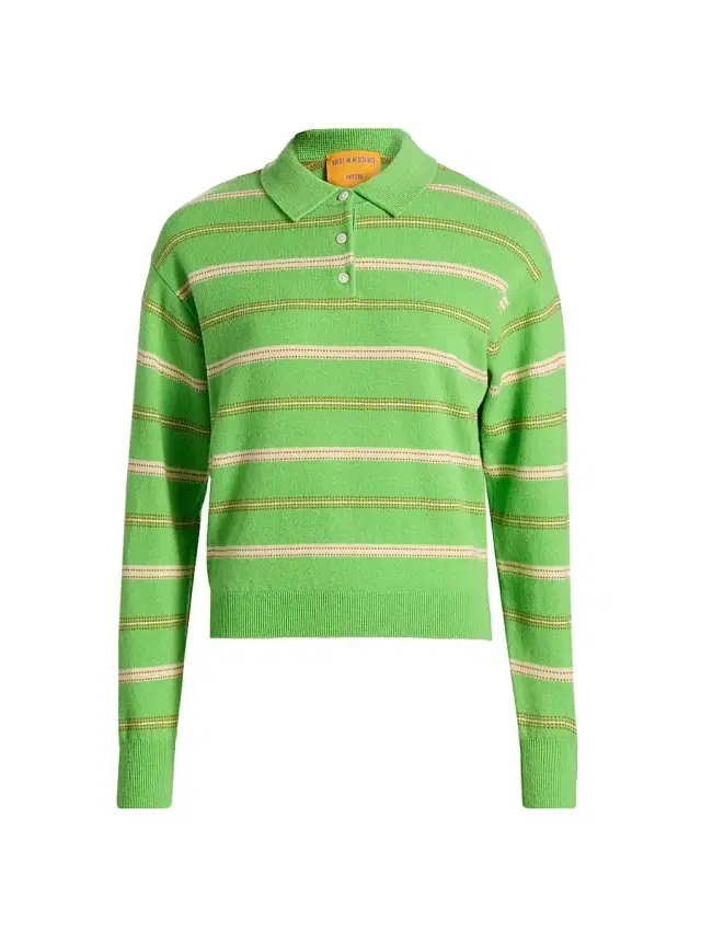 Guest in Residence Women's Collegiate Striped Cashmere Polo Top - Match Point Combo