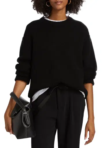 Guest in Residence Women's Cozy Crew Cashmere Sweater - Black | Thumbnail 3