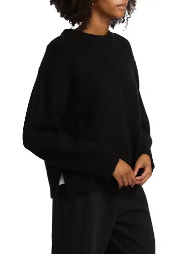 Guest in Residence Women's Cozy Crew Cashmere Sweater - Black | Thumbnail 4