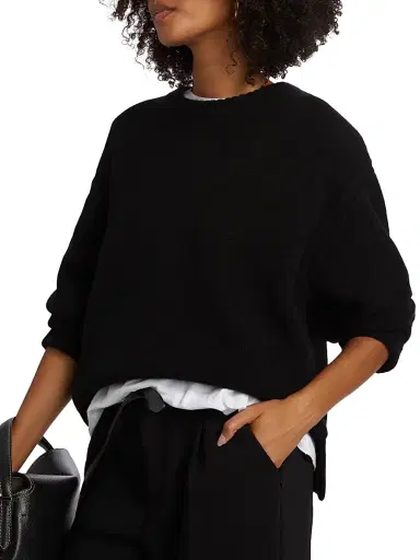 Guest in Residence Women's Cozy Crew Cashmere Sweater - Black | Thumbnail 6