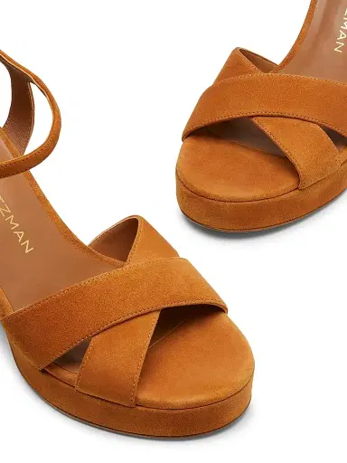 Stuart Weitzman Women's Dayna 100MM Suede Platform Sandals - Hazel | Thumbnail 4