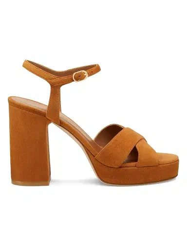 Stuart Weitzman Women's Dayna 100MM Suede Platform Sandals - Hazel | Thumbnail 1