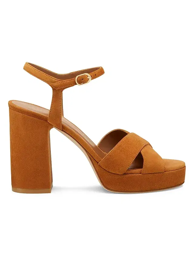 Stuart Weitzman Women's Dayna 100MM Suede Platform Sandals - Hazel