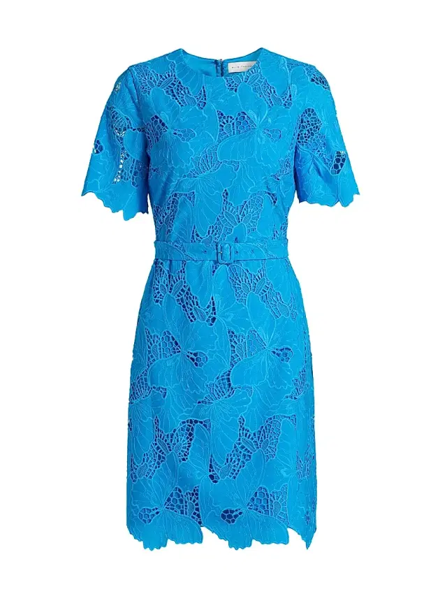 Elie Tahari Women's Clover Butterfly Lace Minidress - Sky Light