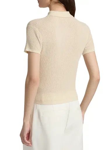 Guest In Residence Women's Shrunken Cashmere Polo Shirt - Cream - Size XL | Thumbnail 5