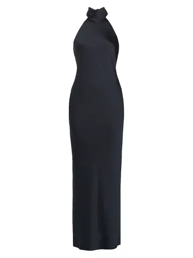 Ramy Brook Women's Tatiana High-Neck Satin Gown - Navy - Size 16 | Thumbnail 1