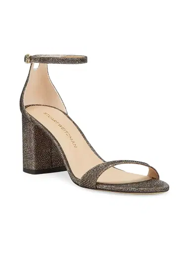 Stuart Weitzman Women's Nudist Block 75MM Sandals - New Pyrite | Thumbnail 2