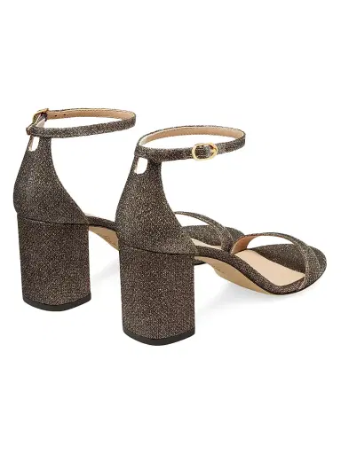 Stuart Weitzman Women's Nudist Block 75MM Sandals - New Pyrite | Thumbnail 3