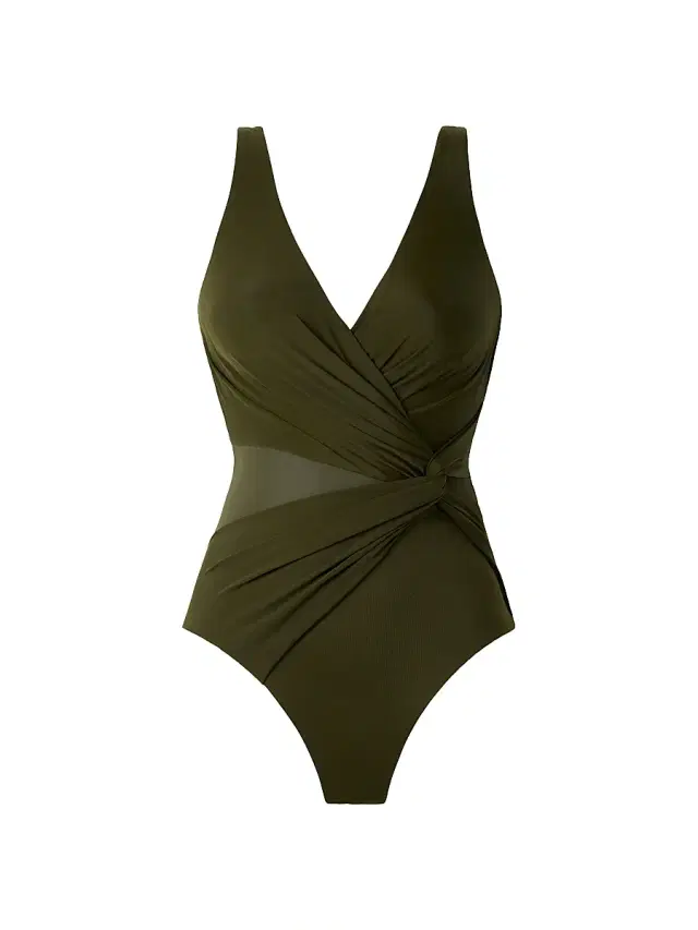 Miraclesuit Swim Women's Illusion Circe V-Neck One-Piece Swimsuit - Nori